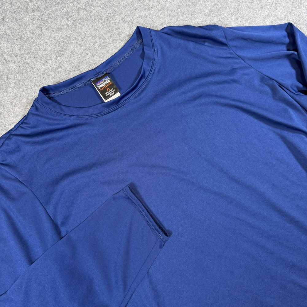 Patagonia Shirt Mens XL Blue Capilene Long Sleeve Base Layer Made USA Hiking